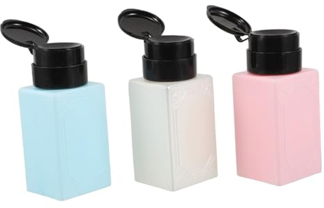 Didiseaon Flacons Distributeurs à Pompe Vides 3 Pièces 220 ML Capacité Grosse Taille Polyvalents pour Salon De Manucure Nettoyage Ongles Dissolvant Vernis Couleurs Rose Blanc Bleu