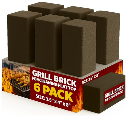 Heavy Duty Restaurant-Grade Grill Bricks for Cleaning Flat Top Grills | Durable, Reusable, and Chemical-Free Pumice Stone Cleaner for Griddles and BBQ Grates - Multiple Packs Available (6 Pack)