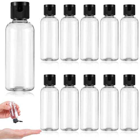 YUXIANLB Lot de 10 flacons vides de voyage en plastique avec bouchon à rabat - Distributeur de liquide anti-fuite transparent pour liquides, lotions, shampooings, après-shampoing, cosmétiques - Pour