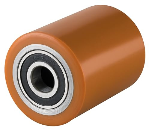 Hubwagen Rolle Polyurethan braun 80 x 100 mm, Achse 20 mm - Ersatzrolle inkl. Kugellager