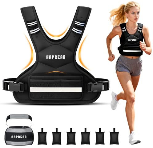 HAPBEAR Gilet Lesté Réglable de 1,8 à 4,5 kg, Gilets Lestés pour l'Entraînement à Domicile, la Course à Pied et la Musculation (Noir, 1,8 kg-4,5 kg, avec Sac pour Kettlebells)