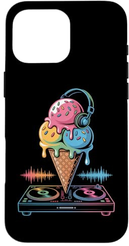 DJ Glace avec Casque sur Table Tournante Coque pour iPhone 16 Pro Max