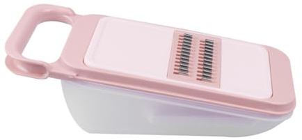 Gatuida Multifuncional Rallador Grueso Con Caja Cortador De Frutas y Verduras Cuchillas Varias Mango Cómodo Para Cocina Color Rosa