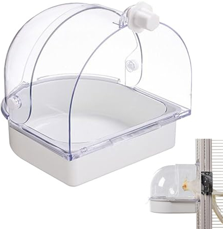 Vogelbad Für Den Käfig - Dusch Badewanne Und Schüssel | Spritzsicheres Transparentes Papageienbad Für Käfig,Zum Nisten im Innenbereich am Fenster geeignet für Konure Kanarienvogel und Kolibri