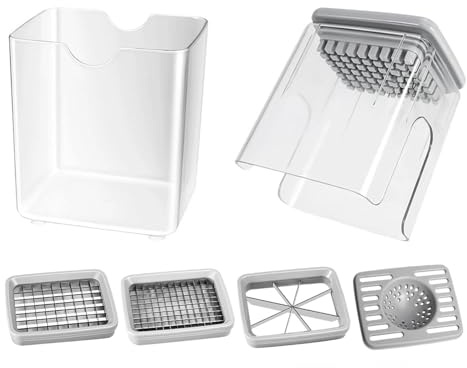 Cortador de Verduras - Cortadora Manual Multifuncional 4-en-1 con Recipiente,Cortador y Rebanador de Verduras - Para Hogar Restaurante Horneado Preparación Jengibre Zanahoria Tomate Ensalada Fruta