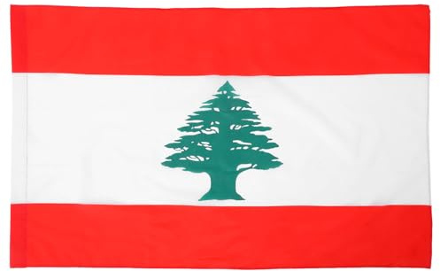 DECOMELODY Drapeau Libanais en Polyester 1 Pièce Gaine de Fixation, Couleurs Éclatantes, Grand Format pour Décoration Extérieure Jardin, Fêtes Patriotiques et Manifestations