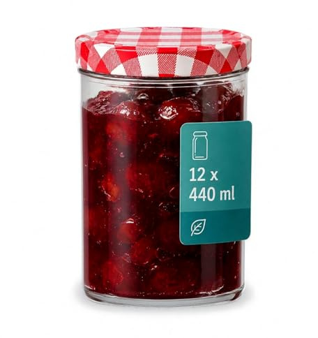 Einmachgläser 440ml mit Schraubdeckel TO82 (12er Set) | Marmeladengläser & Weckgläser | Dicht, nachhaltig & vielseitig für Küche und Vorrat