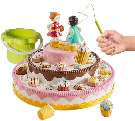 Kids Fishing Game - Musical Cake Electric Magnetic, High-Grade Synthetic Accessory Case, Interactive | Toys Board for Kindergarten Classroom Homeschooling Early Childhood Travel Home Pool Preschool