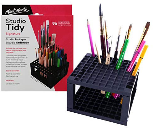 MONT MARTE Portalapices y Porta Pinceles - Porta Lapices con 96 compartimentos - Ideal para Almacenar y Organizar Lapiceros, Pinceles, Marcadores y Accesorios - Perfecto para Principiantes y Artistas
