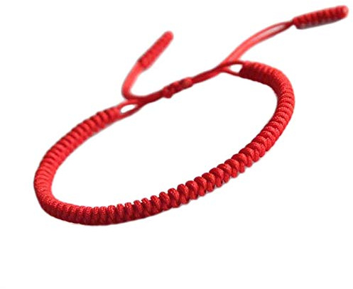 MENGLINA Men Women Chinese Lucky Red String Bracelet Tibetan Buddhist Prayer Handmade Yoga Prayer Rope Mala Bracelet Adjustable Size