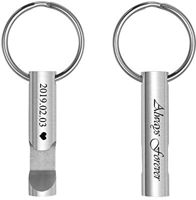 PiercingJak Flaschenöffner Schlüsselanhänger mit Gravur Edelstahl Bieröffner Schlüsselband Keychain Charms Zubehör Personalisierte Geschenke für Damen Herren, Silber
