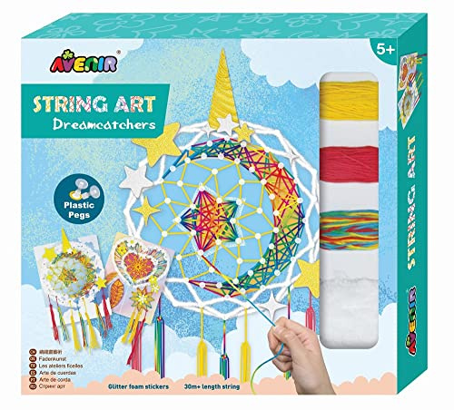 Avenir Fadenkunst, Motiv Traumfänger, Bastelset für Kinder, Kreativset, DIY String Art