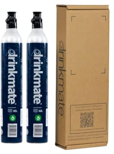 Drinkmate 60 Litre Spare Gas CO2 Cylinders, Compatible With SodaStream Screw In Cartridges - Canister Refill Set of 2