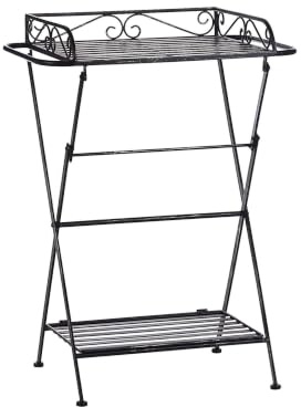 Beliani Retro Bad Beistelltisch mit 2 Ablagen aus Metall in Schwarz Blumentisch Ancud