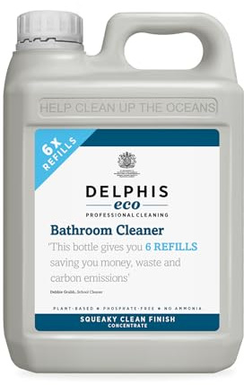 Delphis Eco Bathroom Cleaner - Plant-based, Vegan Bathroom Cleaning Spray, Free from Fragrances, Chlorine and Phosphates, EU Ecolabel Accredited, 2 Litres, White