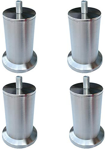 LLPEIJIE026 4er Set Möbelfüße Möbelbeine,Edelstahl Tischbein,Metall Sofa Stützfüße,Runde Füße,Kabinettfüße,Dickes Material Möbel Zubehör,mit Vorgebohrten M8 Bolzen,Silber (15cm/5.9in)