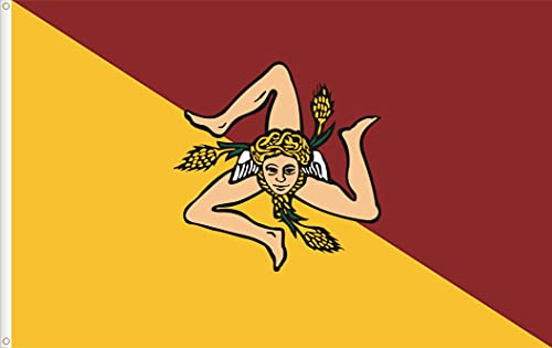 FLAGGE VON SIZILIEN. ITALIEN. 90D SEIDENSATIN QUALITÄT. GRÖßE VON 150X90 CM
