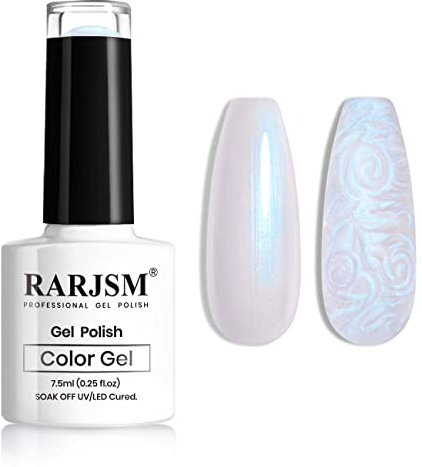 RARJSM Pearl Shell Spiral Gel Nail Polish Light Pink Reflective Blue Shimmer Pearl Gelpolish 7.5ml Curing Required Soak Off Glimmer LED UV Gel Nail Gel for Manicure Nail Art Design DIY at Home Salon