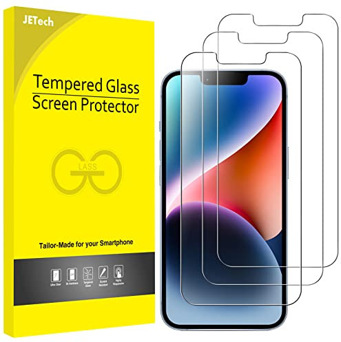 JETech Protector de Pantalla para iPhone 16e 2025, iPhone 14 6,1 Pulgadas, Cristal Vidrio Templado, 3 Unidades