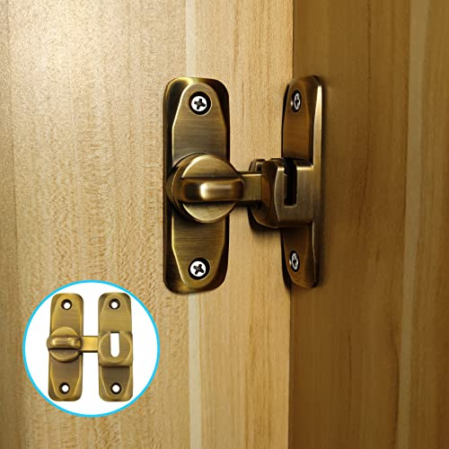 Pexintek Kleiner Schiebetür Schloss 90 Grad Riegel Vintage Messing | Türriegel für Innentüren für Küchen Schlafzimmer Arbeitszimmer Bäder, Einhandbetätigte Türverriegelung, Mit Montageschrauben