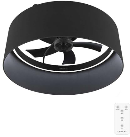Cecotec Ventilador de Techo 20W EnergySilence LampAero 650 Black Design | LED 3 Tonalidades, Motor DC, 6 Velocidades, Mando a Distancia, Temporizador, 5 Aspas de 17, Función Verano/Invierno