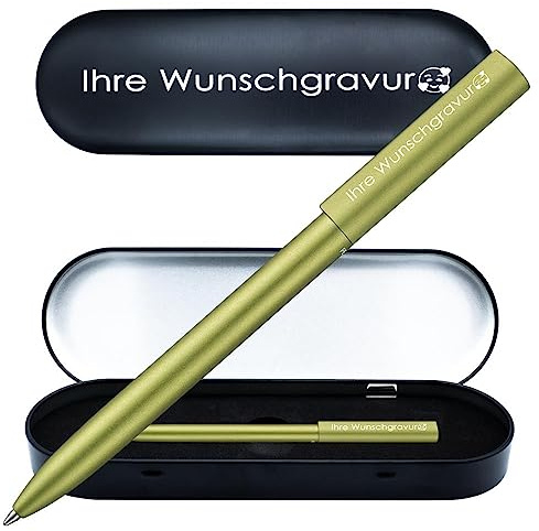 Pelikan Kugelschreiber Ineo® mit Gravur | inkl. Etui mit Wunschgravur (Platz für 10 Stifte) | Frühlings- Grün | Geschenkverpackung mit Gravur | Geschenk zum Abschluss