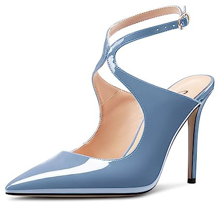 Castamere Donna Spillo Alto High Tacco Heel a Punta Cinturino Incrociato Pumps da Matrimonio Ballo Sexy 10 CM Heels Blu Cobalto 43 EU