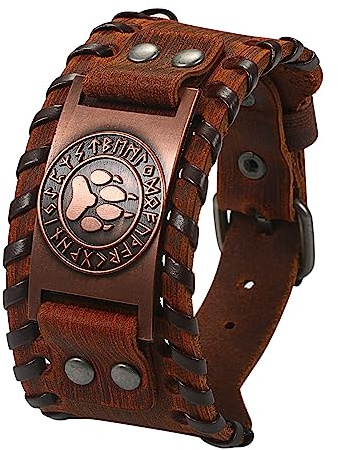 Cupimatch Herren Leder Armband Breites Wickelarmband Geflochten Fleschtarmband Armreif Seil Jungen Länge Verstellbar, Braun Schwarz