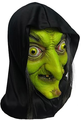 Bipily Masken Halloween Hexe Masken Latex Gesichtsmaske Schrecklicher Horror Cosplay Kostüm,Maske für Faschingskostüme, Zubehör für Kostüm, Karneval oder Accessoire für Märchenkostüm