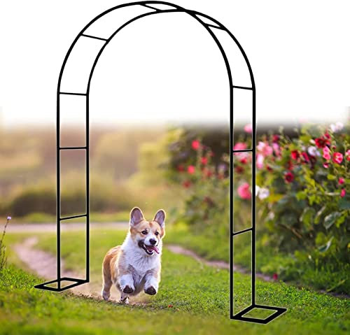 Arche Jardin Aluminium Largeur, Arche À Rosiers Métal, Filet À Plantes Grimpantes, Filet de Treillis, pour Récolte de Concombres, Légume, Vignes, Plantes Grimpantes,Noir,240x220x40CM