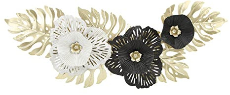 Tissting Decorazioni da Parete in Metallo con Fiori 20,7 X 8,1 X 2,4 Sculture da Parete Artistica di Lusso Scultura da Appendere a Parete 3D, Minimalista Arte Appeso per Soggiorno, Camera da Letto