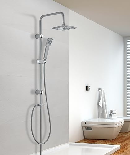 VEREG Duschsäule/Duschpaneel Fine shower Nakia in matt hellgrau inklusive Kopf- und Handbrause
