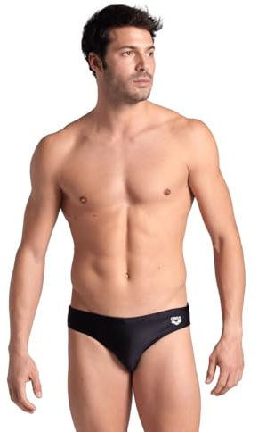 ARENA Santamarias R Men's Swimsuit, Men's Sea and Pool Swimsuit Briefs in Lined Fabric Maxfit Chlorine and Salt Resistant, UV Protection 50+ Black-White