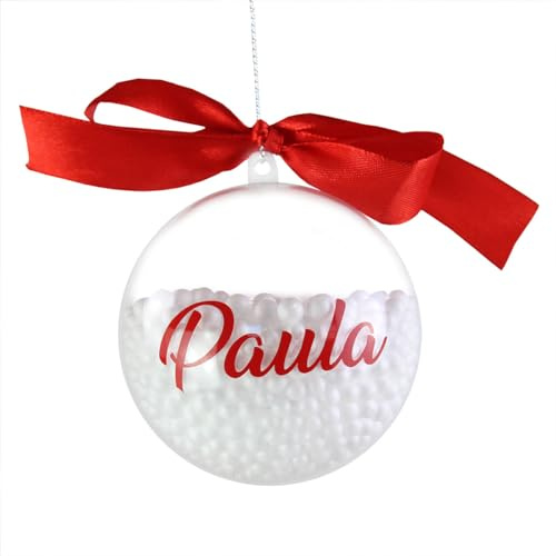 Bola de Navidad Personalizada con Nombre Copos de Nieve Adorno Árbol Decoración Navideña