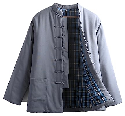 MYIESAXL Winter Tang Anzug Jacken Baumwolle Gepolsterte Mäntel Männer Dicke Warme Tai Chi Uniform Langarm Chinesische Traditionelle Kleidung Tops, Jacke Kung Fu Kleidung Hemd