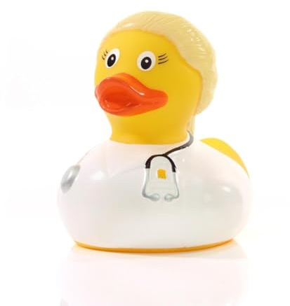 Ärztin, blond ? Quietscheente - Badeente - ca. 8 cm gross