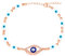 Oneress Rose Gold Evil Eye Protection Bracelet, Elegant White-Blue Enamel Link Chain Blessing Bracelet with Brass Eye Design Bracelet Gift for Women YA4894