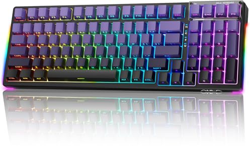 AULA Teclado mecánico, teclados inalámbricos para juegos, trimodo, Bluetooth/2.4G/USB-C, intercambiable en caliente, 99 teclas, teclado cremoso personalizado, 99 teclas, teclados de computadora de