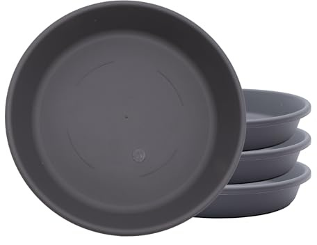 The HC Companies SLI06000A42T036LREFD - Sottovaso Rotondo Classico, in plastica, 15,2 cm, Confezione da 4, Colore: Grigio Caldo