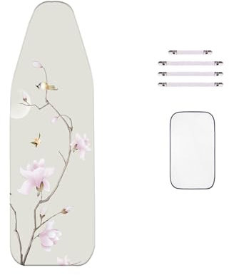 WTAIS Double - Ironing Board Covers, 150x60cm, Extra-Large Size Classic Floral Cotton - Ironing Board Cover, with Fasteners For Steam Ironing Boards