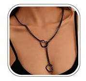 APMGONT Damen-Halskette mit Herz-O-Ring, Verstellbare Punk-Gothic-Lariatkette in Y-Form, Herz Ketten, Edelstähle Slip Chain Kette