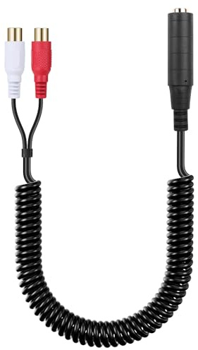 JSADZKJ1 Câble audio jack femelle 6,35 mm vers 2 RCA female en Y Câble répartiteur audio stéréo 6,35 mm vers 2 RCA pour table de mixage et haut-parleur 35cm/14 in (6,35 mm femelle vers 2RCA femelle)