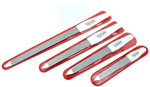 Hochwertige Nagelfeile - Solingen Set 4-teilig Saphirnagelfeile Fein - Grob in 4 Größen - Maniküre und Pediküre - Die original H.Herder Nagelfeilen 10-20cm