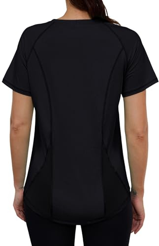 Terecey Maglietta Sportiva Donna, Traspirante Maglia Palestra Asciugatura Rapida Yoga Girocollo Running a Manica Corta Maglia Fitness Ampio per Jogging Running Yoga Corsa S-3XL