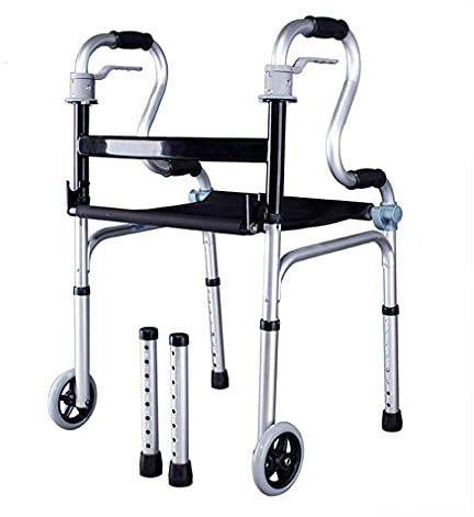 Aioneer Faltbarer Gehwagen Für Senioren, 2 Räder, Gehgestell, Armlehne, Breiter Sitz Mit Abnehmbaren Beinen, Höhenverstellbarer Transportstuhl