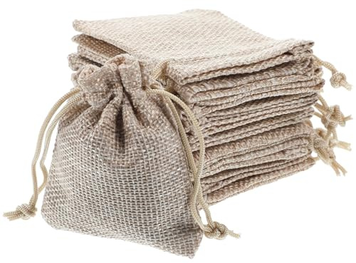20 Stück Stoffbeutel Jutebeutel 9 * 7 cm Jutesäckchen Geschenktüten aus Sackleinen, kleine Beutel mit Kordelzug, kleine Geschenktüten aus Sackleinen Basteltüten