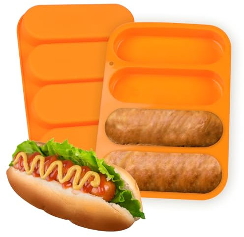Hewomate Lot de 2 moules à pain Hotdog en silicone, moule à pain standard de 15,2 cm, anti-adhésif pour hot-dog