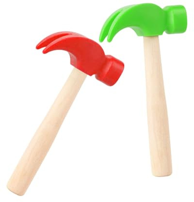 KGDUYC Holzhammer-Spielzeug für Kinder 2 Stück,Minni Holz Hammer,Mallet Stampfen Spielzeug,Simulationshammer,Wartungswerkzeug,Krabben Hummer Schlägel,Kreatives DIY Lernspielzeug für Kinder-rot/grün