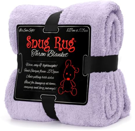 Snug Rug, Manta de forro polar sherpa mullida de lujo para sofá, manta cálida de invierno, suave, 127 x 178 cm, Lavanda