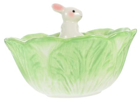 Cabilock 2 Stk Cartoon-Tierschale Kaninchen-Häschen-Süßigkeiten-Gerichte grüner Hase Hasen Geschirr teller für schweige besteck Kinderschüssel Kindergeschirr Keramik Green